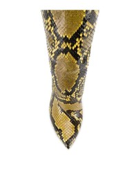 Желтые кожаные сапоги со змеиным рисунком от Saint Laurent