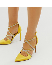 Желтые кожаные туфли с украшением от ASOS DESIGN