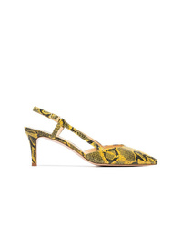 Желтые кожаные туфли со змеиным рисунком от Kalda