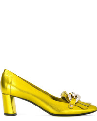 Желтые кожаные туфли от Casadei