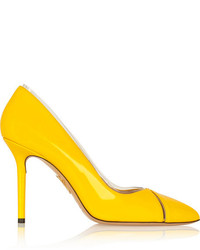 Желтые кожаные туфли от Charlotte Olympia