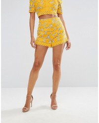 Женские желтые кружевные шорты от Aijek