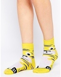 Женские желтые носки с принтом от Asos
