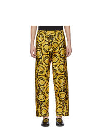 Мужские желтые спортивные штаны с принтом от Versace Underwear