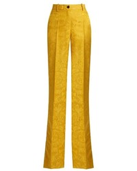 Желтые шелковые брюки