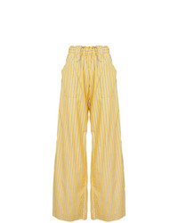 Желтые широкие брюки в вертикальную полоску от Matin