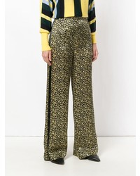 Желтые широкие брюки с принтом от Victoria Victoria Beckham