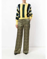 Желтые широкие брюки с принтом от Victoria Victoria Beckham