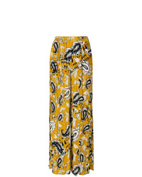 Желтые широкие брюки с принтом от Forte Forte