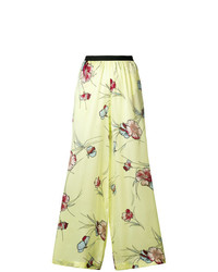 Желтые широкие брюки с цветочным принтом от Antonio Marras