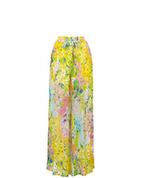 Желтые широкие брюки с цветочным принтом от Boutique Moschino