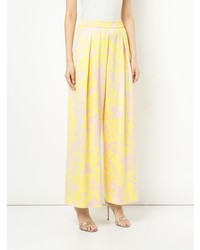 Желтые широкие брюки с цветочным принтом от Layeur