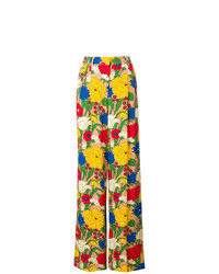Желтые широкие брюки с цветочным принтом от Vivetta