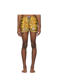 Желтые шорты для плавания с принтом от Versace Underwear