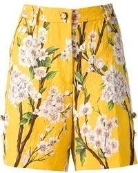 Женские желтые шорты с цветочным принтом от Dolce & Gabbana