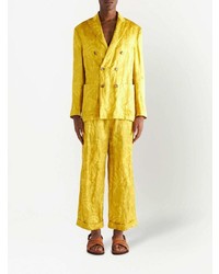 Мужской желтый бархатный двубортный пиджак от Etro