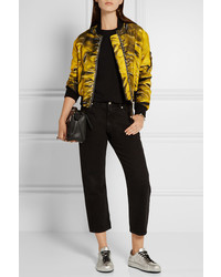 Женский желтый бомбер с принтом от Moschino