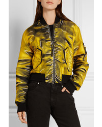 Женский желтый бомбер с принтом от Moschino