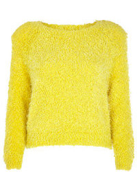 Желтый вязаный короткий свитер