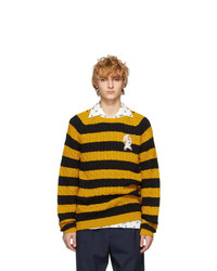Мужской желтый вязаный свитер в горизонтальную полоску от Gucci