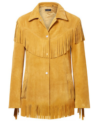 Женский желтый замшевый пиджак c бахромой от Isabel Marant