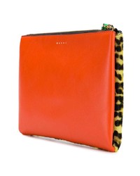 Желтый кожаный клатч с леопардовым принтом от Marni
