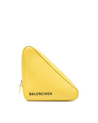 Желтый кожаный клатч с принтом от Balenciaga