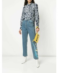 Желтый кожаный клатч с принтом от MSGM