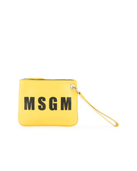 Желтый кожаный клатч с принтом от MSGM