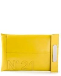 Желтый кожаный клатч с принтом от No.21