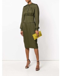 Желтый кожаный клатч со змеиным рисунком от Tom Ford