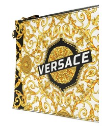 Мужской желтый кожаный мужской клатч с принтом от Versace