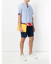 Мужской желтый кожаный мужской клатч с принтом от Kenzo