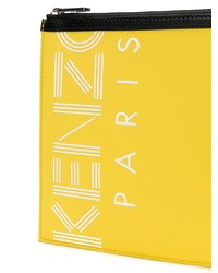 Мужской желтый кожаный мужской клатч с принтом от Kenzo