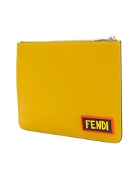 Мужской желтый кожаный мужской клатч от Fendi