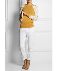 Женский желтый кружевной свитер от Moschino Cheap & Chic