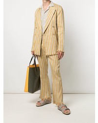 Мужской желтый льняной двубортный пиджак от Cmmn Swdn