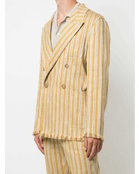 Мужской желтый льняной двубортный пиджак от Cmmn Swdn