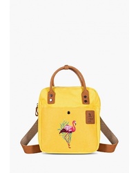 Женский желтый рюкзак из плотной ткани с принтом от Ginger Bird
