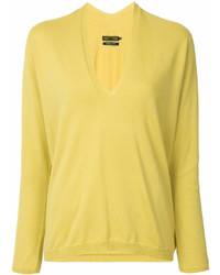 Женский желтый свитер с v-образным вырезом от Aula