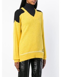 Женский желтый свитер с v-образным вырезом от Prada