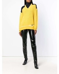 Женский желтый свитер с v-образным вырезом от Prada