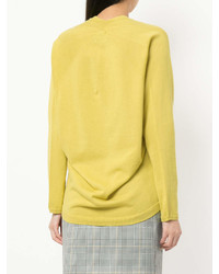 Женский желтый свитер с v-образным вырезом от Aula