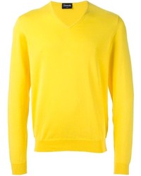 Мужской желтый свитер с v-образным вырезом от Drumohr