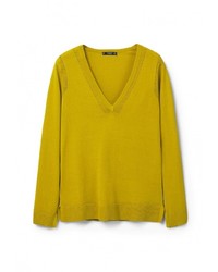 Женский желтый свитер с v-образным вырезом от Mango
