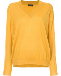 Женский желтый свитер с v-образным вырезом от Roberto Collina