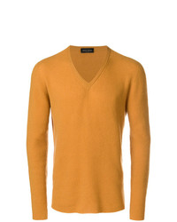 Мужской желтый свитер с v-образным вырезом от Roberto Collina