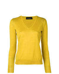 Женский желтый свитер с v-образным вырезом от Roberto Collina