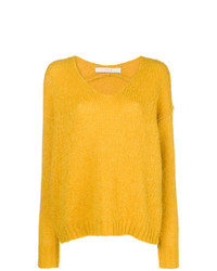 Женский желтый свитер с v-образным вырезом от Tela