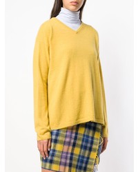 Женский желтый свитер с v-образным вырезом от Aspesi